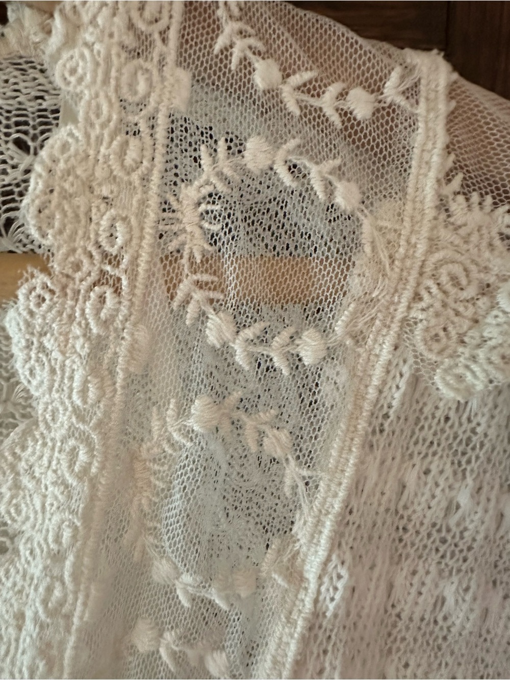 Monteau Cream Intricate Lace Knit Romantic Boho Size S - Picture 2 of 7